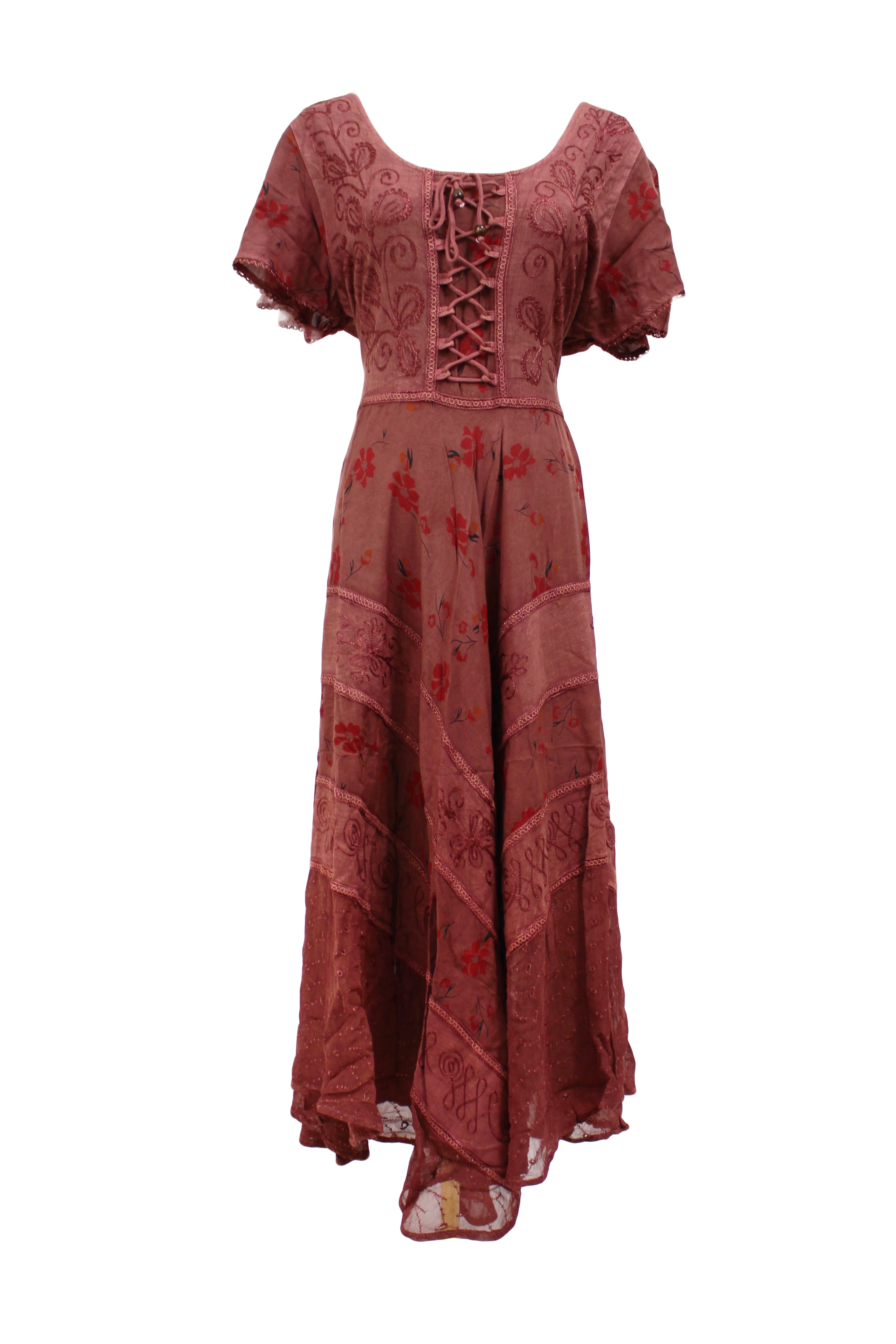 Floral Embroidered Bohemian Maxi Dress