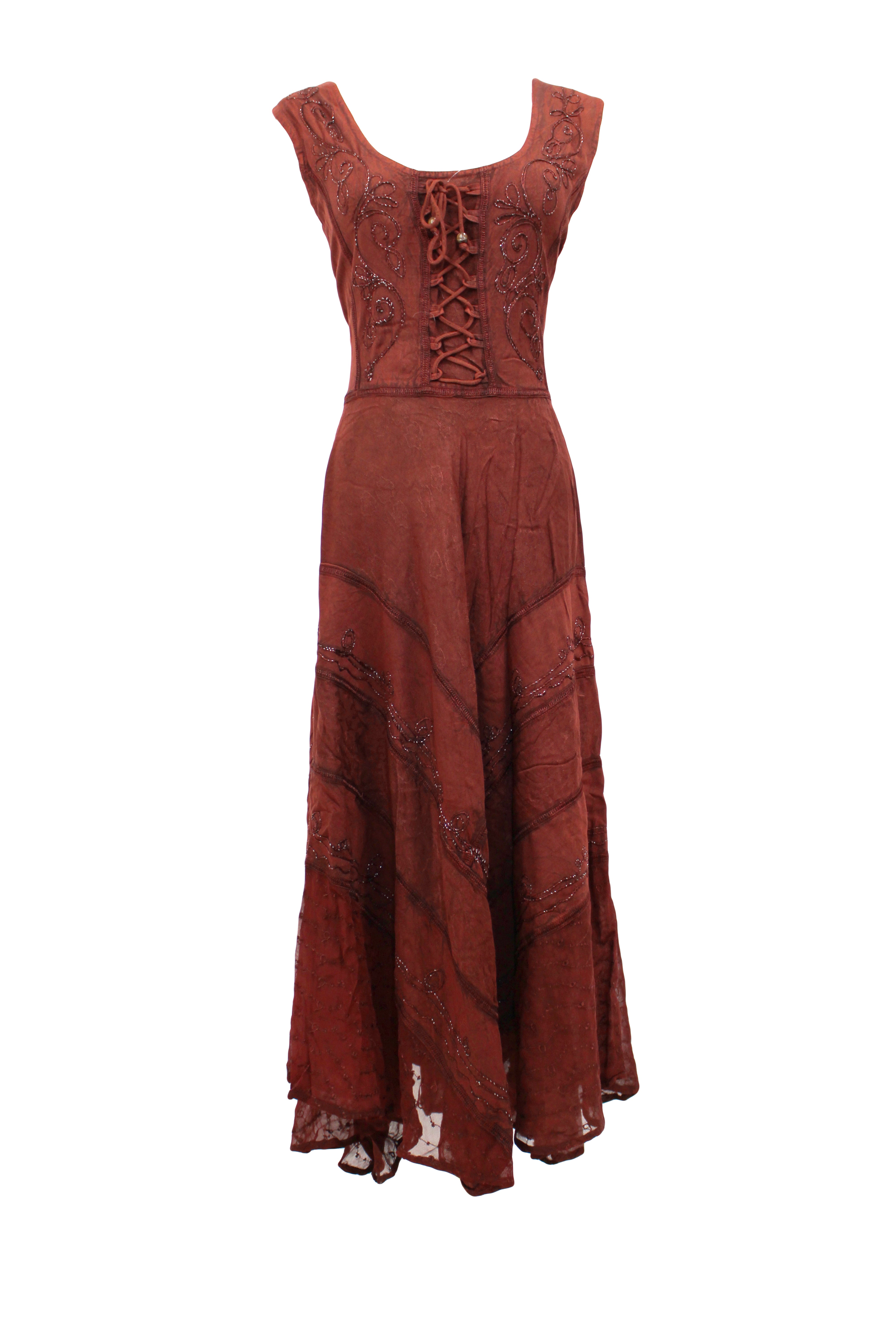 Bohemian Lace-Up Maxi Dress