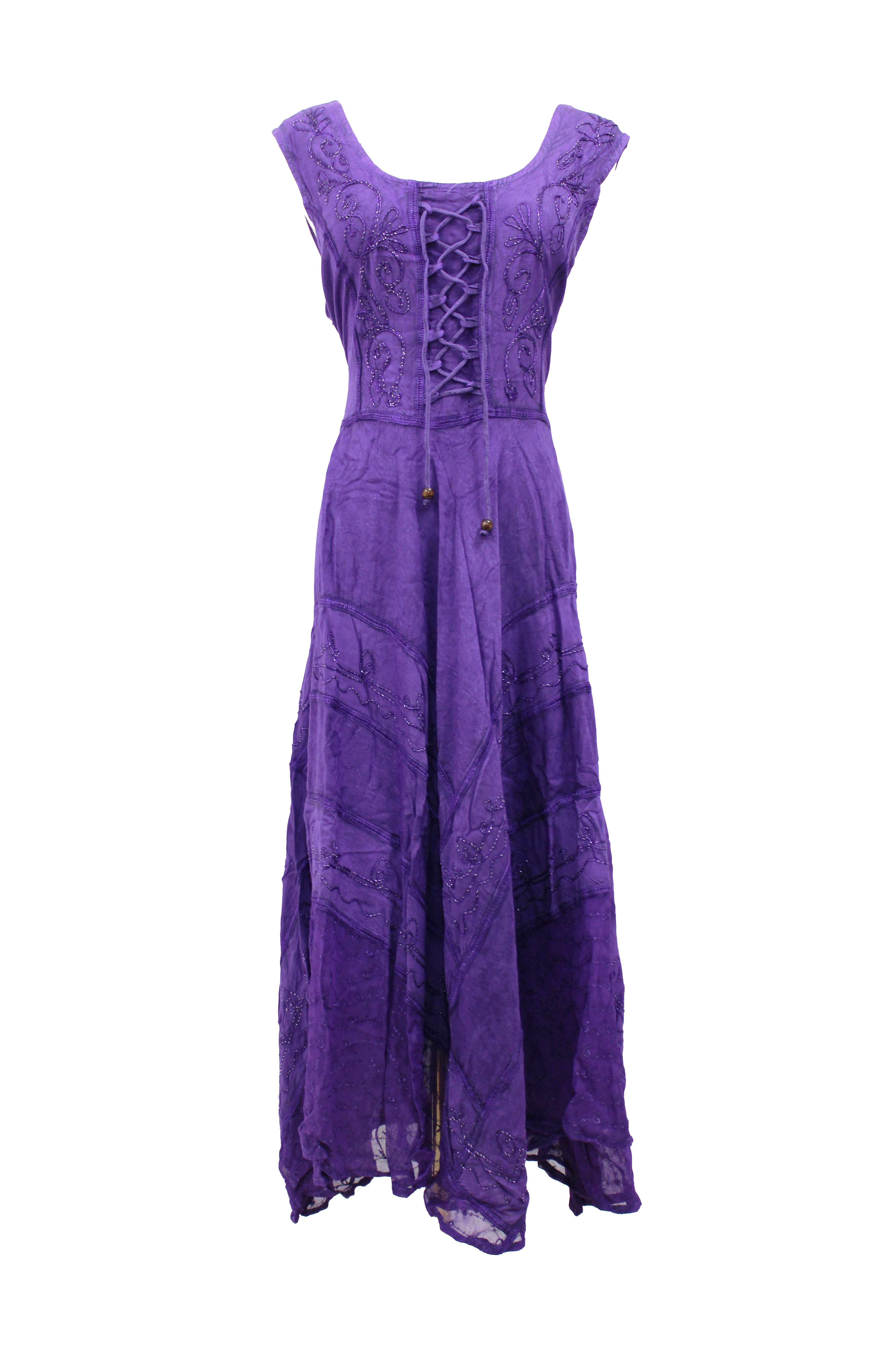 Bohemian Lace-Up Maxi Dress