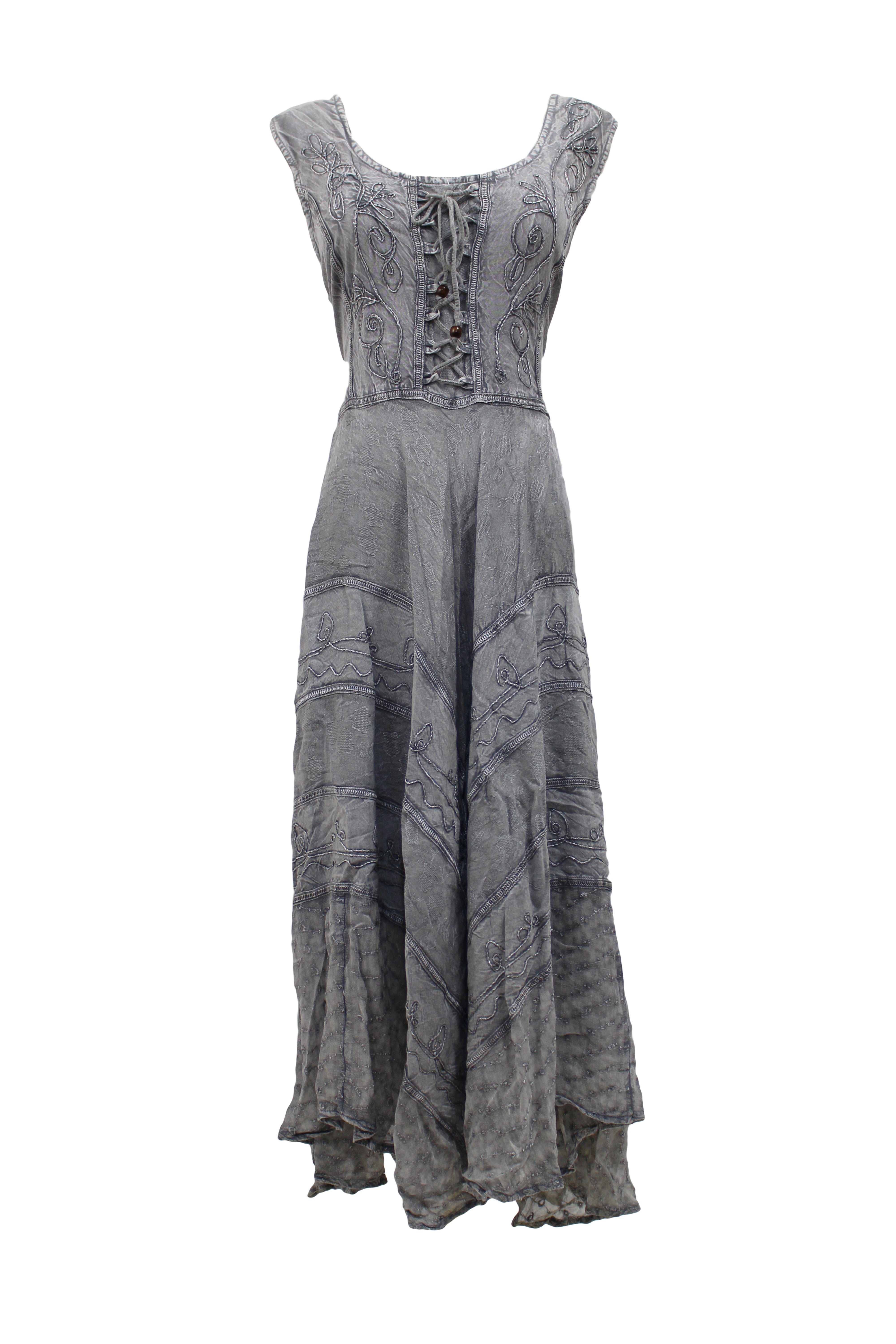 Bohemian Lace-Up Maxi Dress