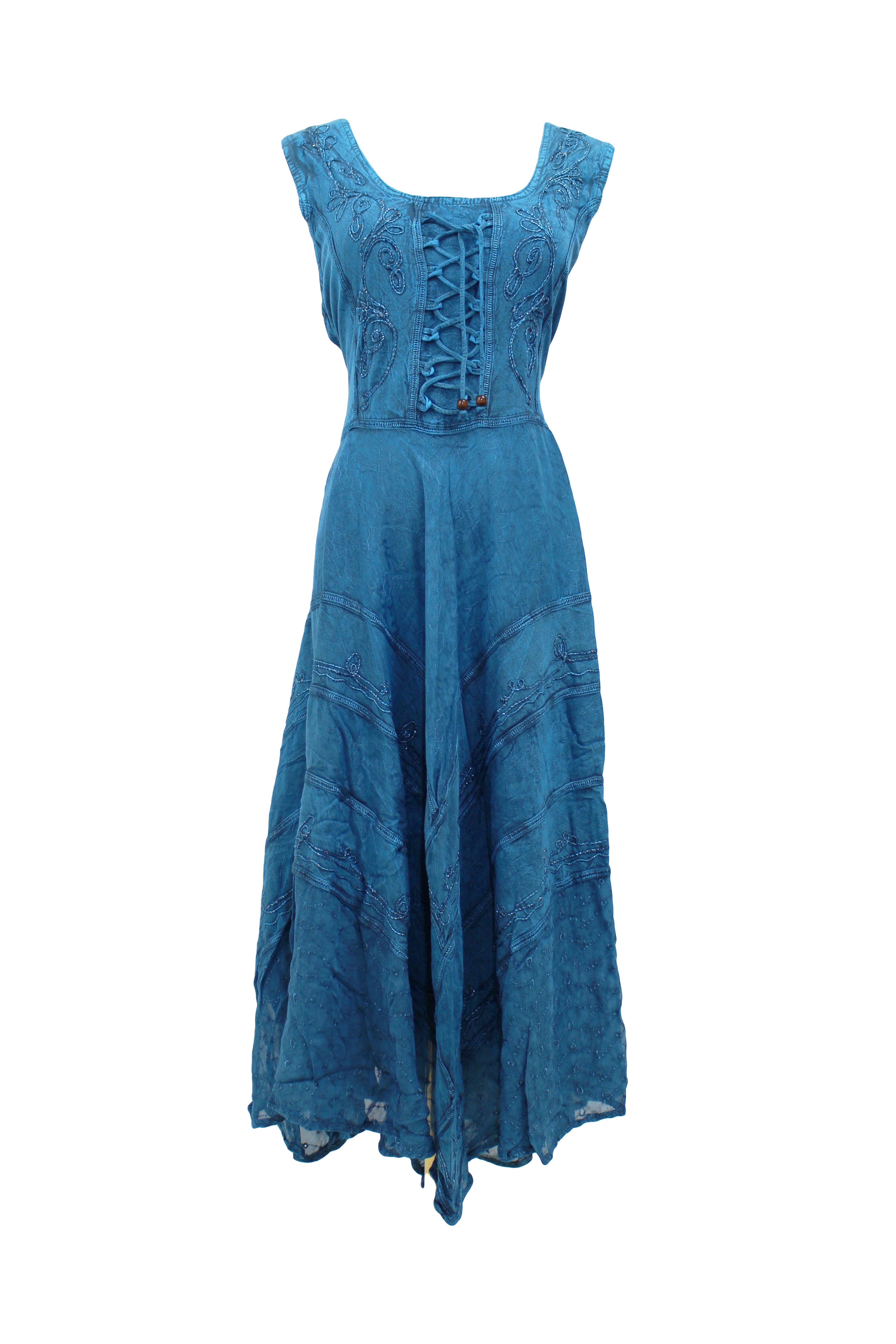 Bohemian Lace-Up Maxi Dress