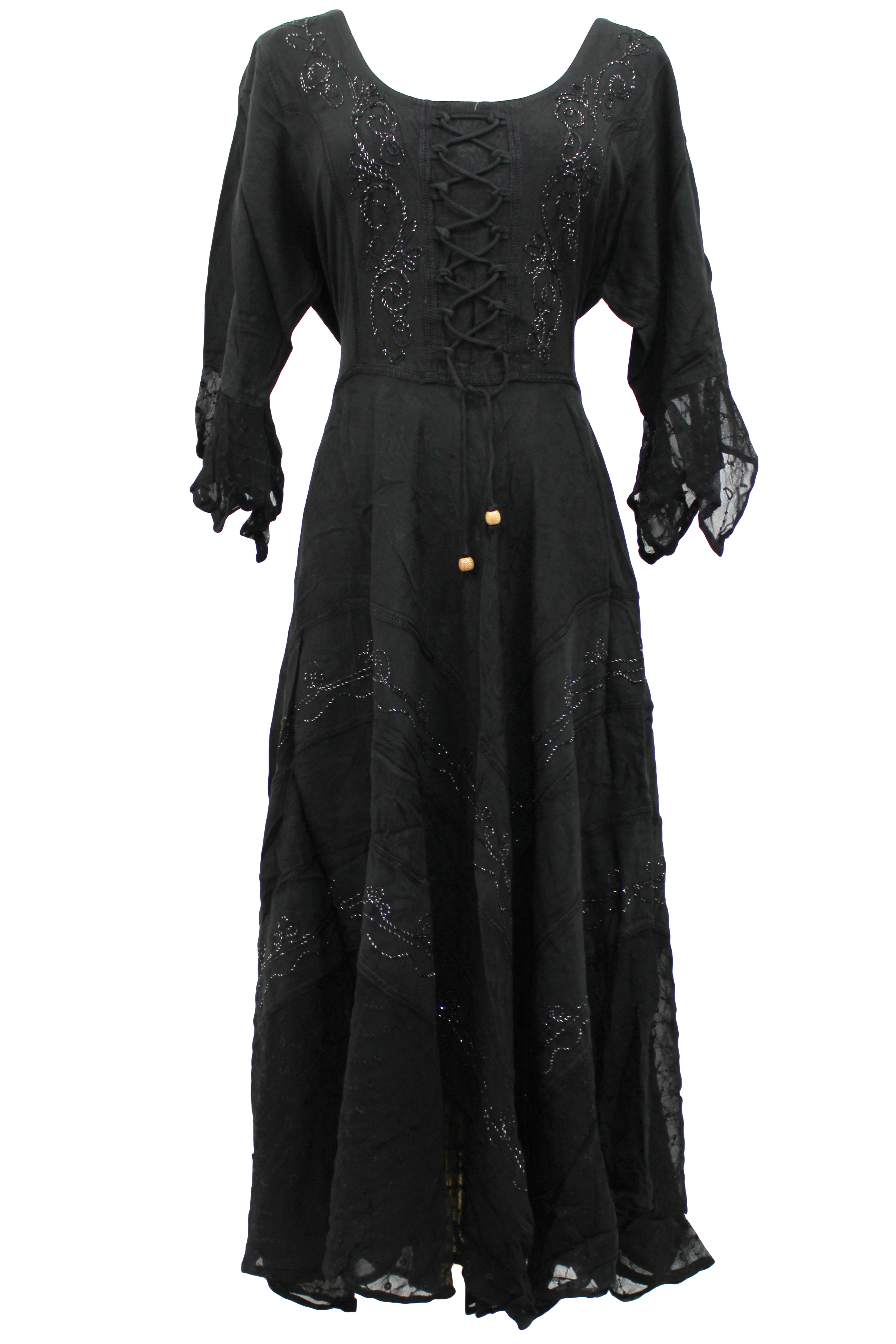 full selves Bohemian Lace-Up Maxi Dress