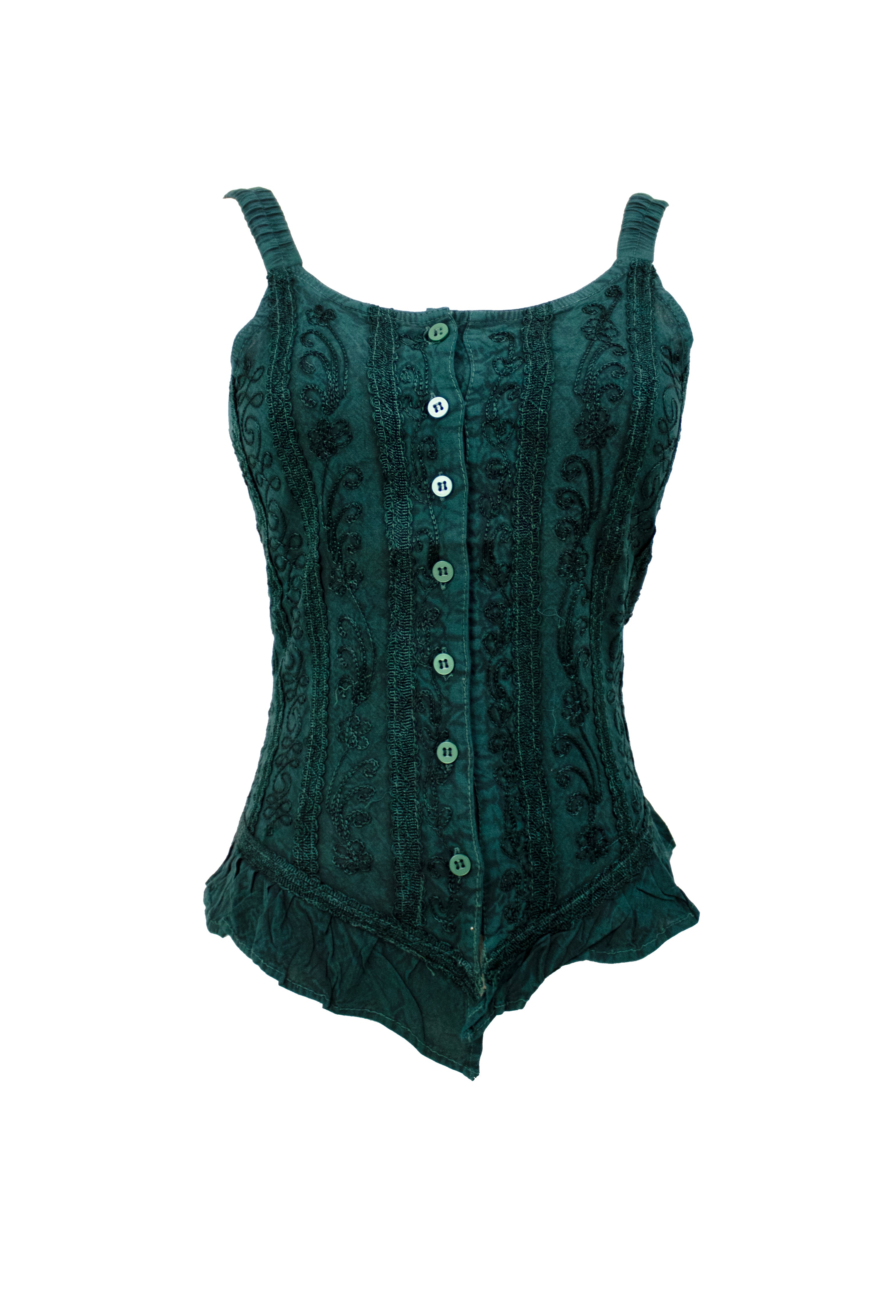 Vintage Embroidered Bohemian Button-Up Tank Top